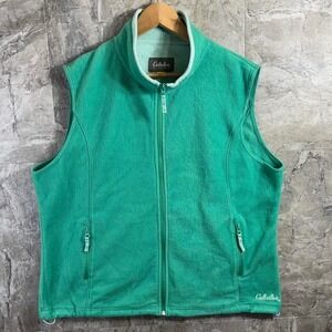 Cabelas Vest Womens 2XL Fleece Green Full Zip Jacket Soft Outdoor Seafoam Hike